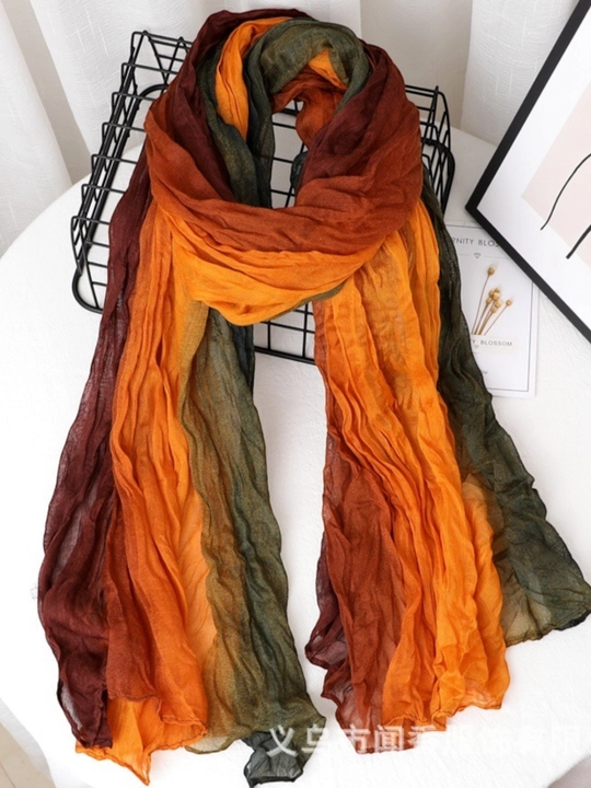 Ayollar uchun viskoza sharfi 180×90 sm, g‘ijimlangan krep, gradient (ombre) - 