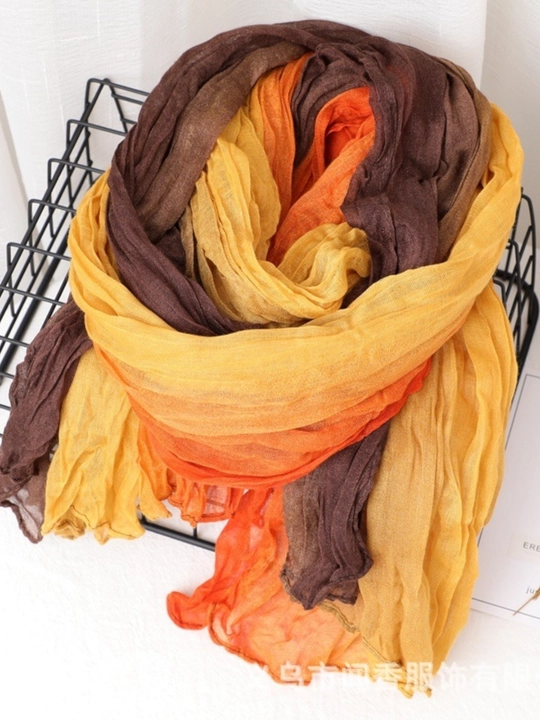 Ayollar uchun viskoza sharfi 180×90 sm, g‘ijimlangan krep, gradient (ombre) - 