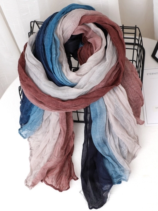 Ayollar uchun viskoza sharfi 180×90 sm, g‘ijimlangan krep, gradient (ombre) - 