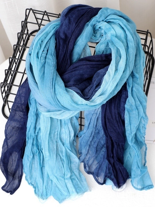 Ayollar uchun viskoza sharfi 180×90 sm, g‘ijimlangan krep, gradient (ombre) - 