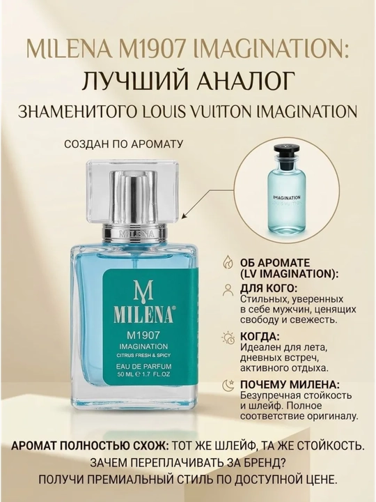 Парфюмерная вода для мужчин Louis Vuitton Imagination, Milena №W1907, 50 мл
