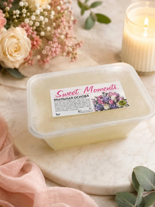 Мыльная основа Sweet Moments для мыла ручной работы, мыловарение, 1 кг прозрачный - 