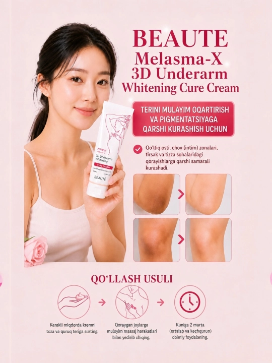 BEAUTÉ Melasma-X 3D oqartiruvchi krem qo‘ltiq, tirsak va bikini sohalari uchun