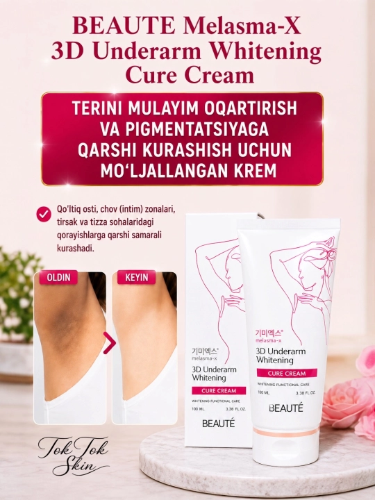 BEAUTÉ Melasma-X 3D oqartiruvchi krem qo‘ltiq, tirsak va bikini sohalari uchun