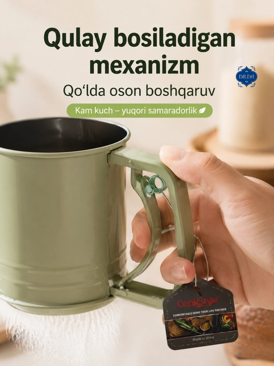 Un elagi, mexanik elak, qo‘l un elagi, elak, zanglamas po‘lat elak, un elash krujkasi