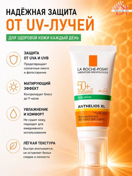 Ультралёгкий матовый солнцезащитный гель-крем против блеска Anthelios Dry Touch SP50+