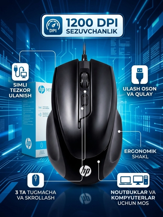 HP simli o‘yin sichqonchasi M160, M150