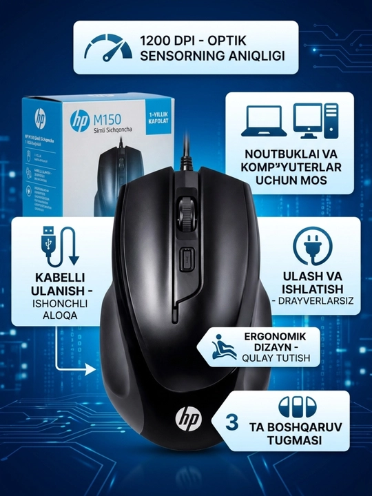 HP simli o‘yin sichqonchasi M160, M150
