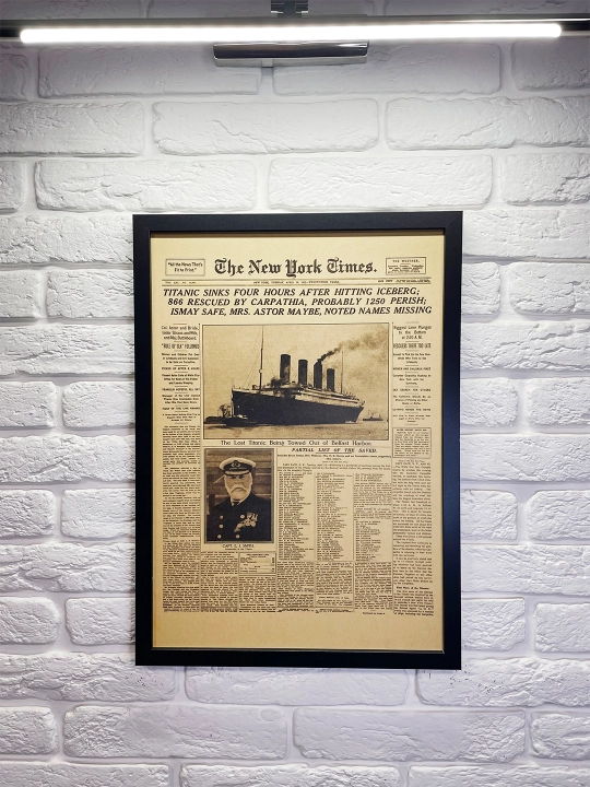 Interyer Surati, Retro Formatda, 40x55 «The New York Times, 1912»