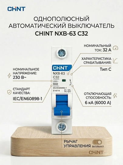 CHINT NXB-63 avtomatik o‘chirgichi, avtomat, 6000A - 