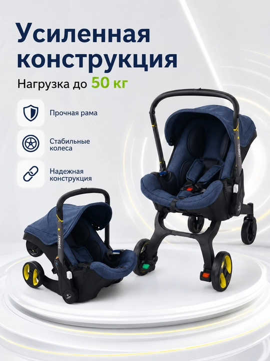 Автокресло-коляска 2 в 1, для новорожденных 0+, до 50 кг, складные колеса
