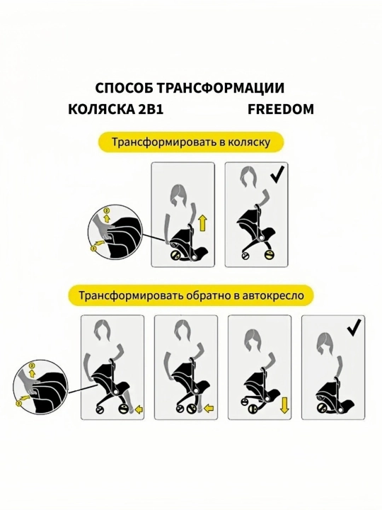 Автокресло-коляска 2 в 1, для новорожденных 0+, до 50 кг, складные колеса