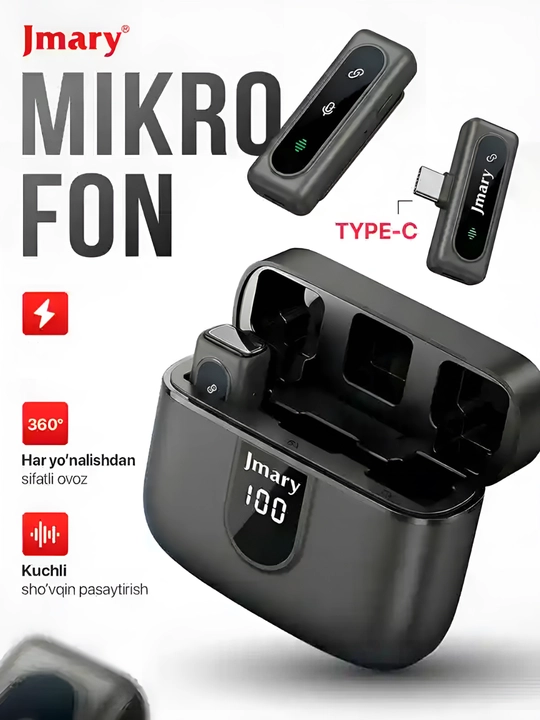 Jmary MW-17 Simsiz Mikrofon 2.4G–Shovqinni Bosuvchi, Bloger va Intervyu uchun Professional