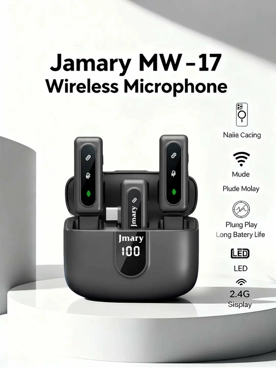 Jmary MW-17 Simsiz Mikrofon 2.4G–Shovqinni Bosuvchi, Bloger va Intervyu uchun Professional