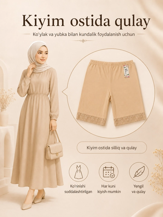 Ayollar uchun choksiz qisqa ichki shortik (anti-ishqalanish)