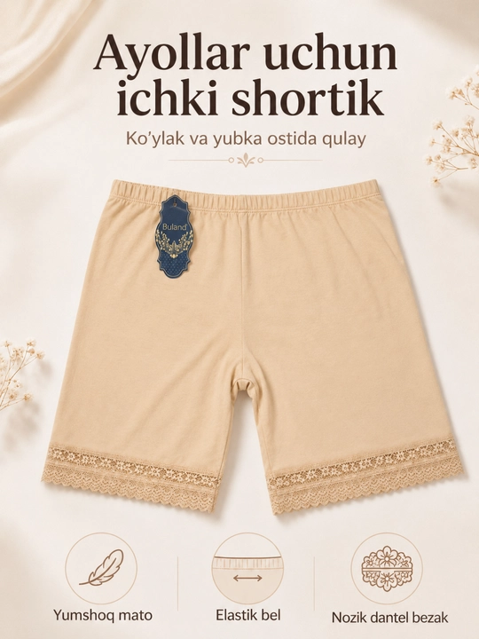 Ayollar uchun choksiz qisqa ichki shortik (anti-ishqalanish)