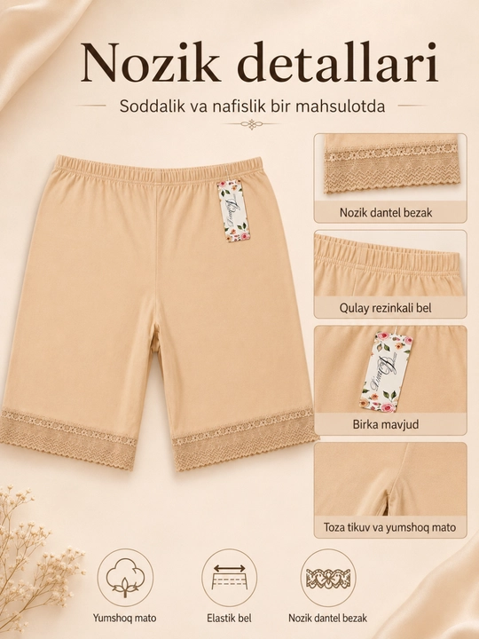 Ayollar uchun choksiz qisqa ichki shortik (anti-ishqalanish)