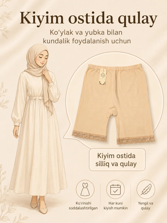 Ayollar uchun choksiz qisqa ichki shortik (anti-ishqalanish)