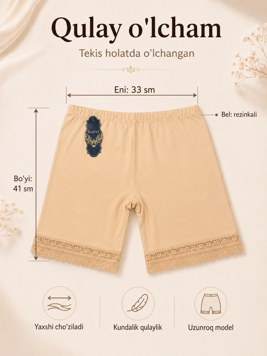 Ayollar uchun choksiz qisqa ichki shortik (anti-ishqalanish)