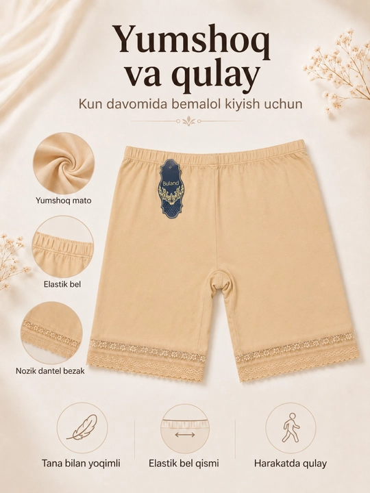 Ayollar uchun choksiz qisqa ichki shortik (anti-ishqalanish)