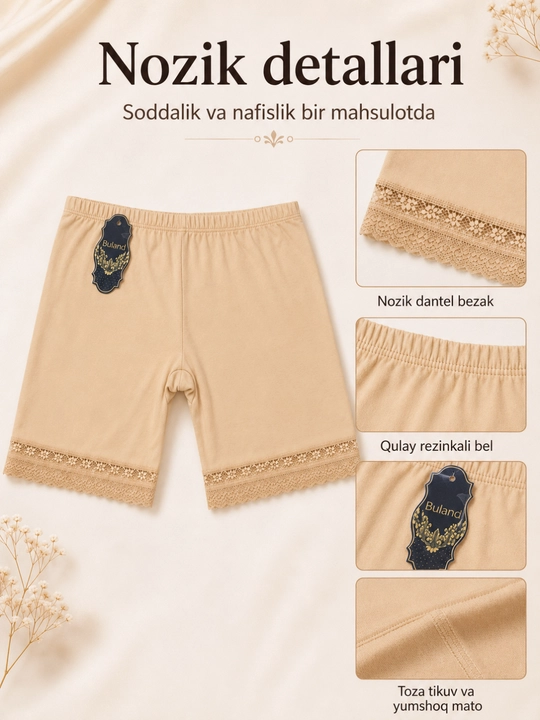 Ayollar uchun choksiz qisqa ichki shortik (anti-ishqalanish)