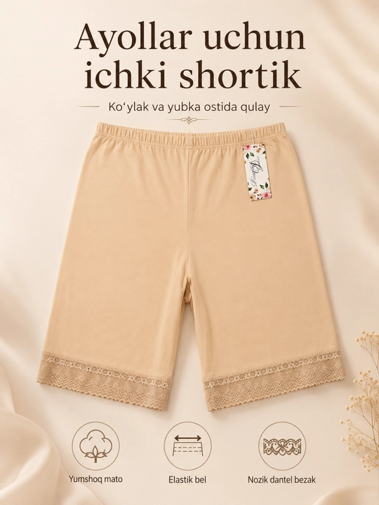 Ayollar uchun choksiz qisqa ichki shortik (anti-ishqalanish)