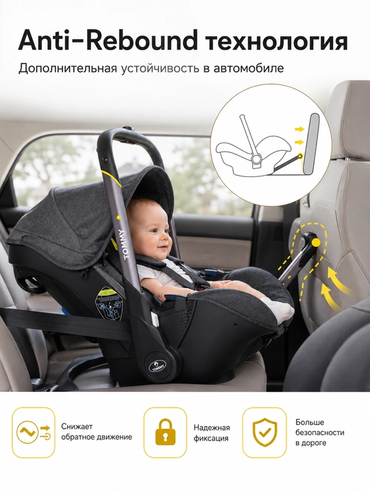 Автокресло-коляска 2 в 1, для новорожденных 0+, до 50 кг, складные колеса