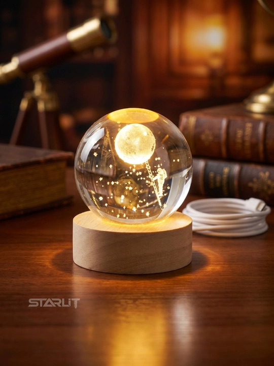 Хрустальный 3D Шар-Ночник LED — Антистресс Настольный Стеклянный Светильник, Декор, 6 см 