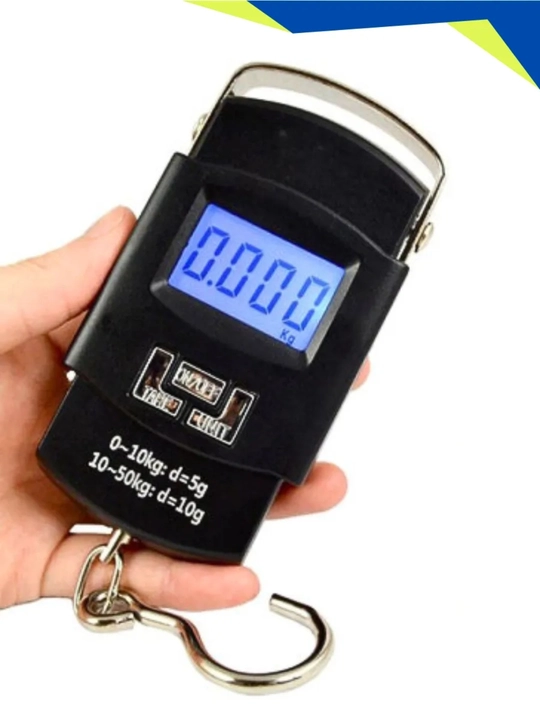 Elektron bezmen tarozi, baliq ovlash cho‘ntak tarozisi, ilgakli osma, 50 kg gacha