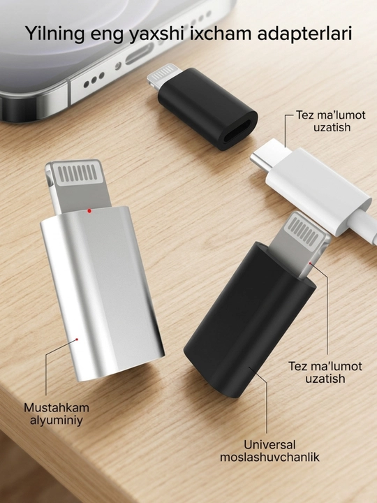 USB-C HUB, USB 3.0, USB-C, HDMI, SD va MicroSD portlari bilan ko‘p funksiyali adapter