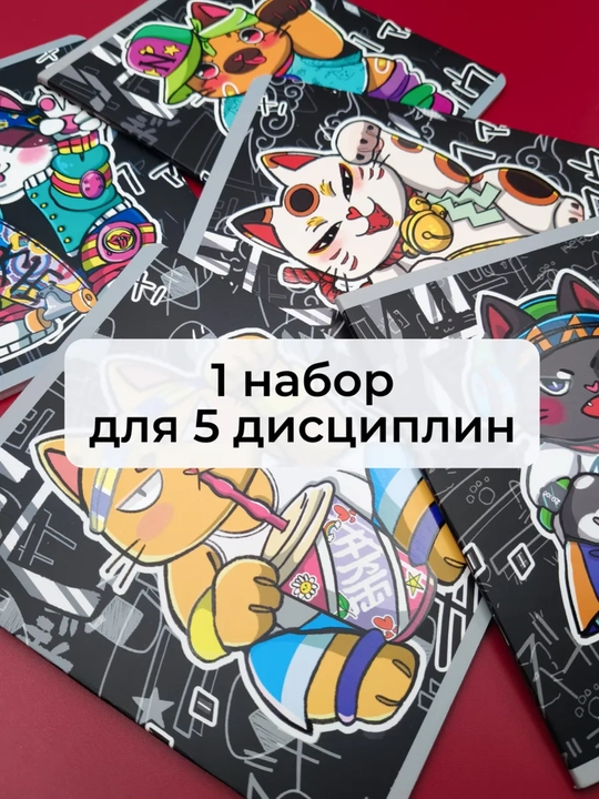Daftarlar to‘plami A5, 48 varaq, 5 dona, katakli, maktab va talabalar uchun Rossiya