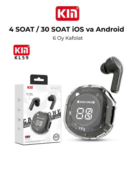 KIN KL59 TWS Bluetooth 400mAh shaffof simsiz quloqchinlar, 6 xil rangda