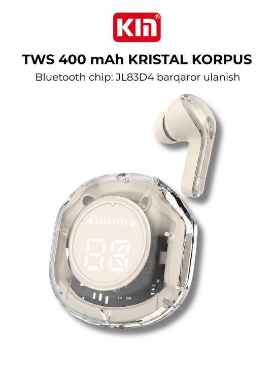Наушники беспроводные KIN KL59 TWS Bluetooth 400mAh прозрачные , 6 цветов - 