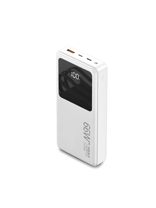 Power Bank 20000 mAh 66W с встроенными кабелями, фонариком и быстрой зарядкой 22.5W