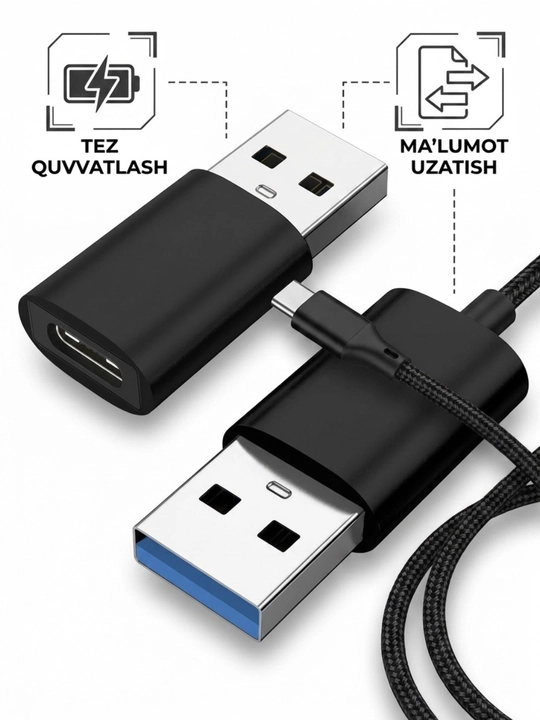 USB-C HUB, USB 3.0, USB-C, HDMI, SD va MicroSD portlari bilan ko‘p funksiyali adapter
