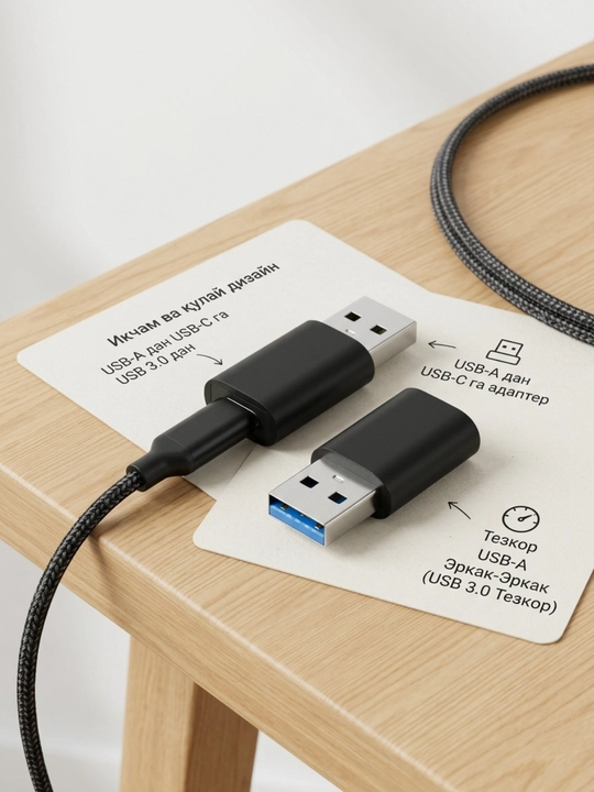 USB-C HUB, USB 3.0, USB-C, HDMI, SD va MicroSD portlari bilan ko‘p funksiyali adapter