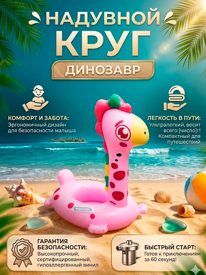 Детские круги для плавания, разные — GFSPORT-RBAL6-РОЗОВ
