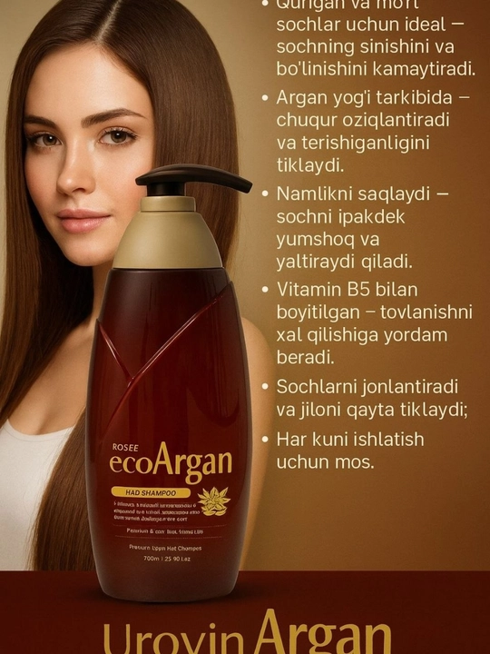 Rosse Eco Aloe, Eco Argan, Black garlic koreya shampuni barcha turdagi sochlar uchun