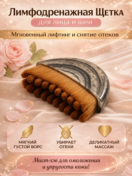 Лимфодренажная щетка для лица и шеи — массажная щетка против отеков и для лифтинг-эффекта - 