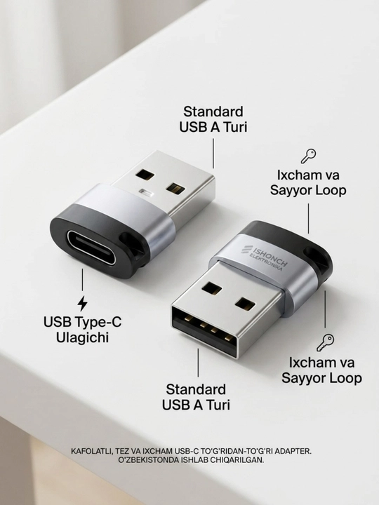 USB-C HUB, USB 3.0, USB-C, HDMI, SD va MicroSD portlari bilan ko‘p funksiyali adapter