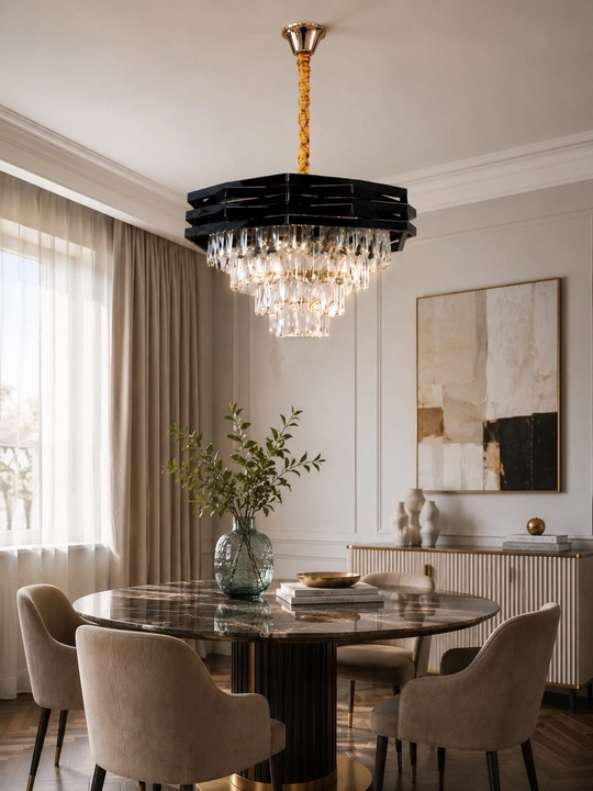 Xrustal osma lyustra E14 patronli 25m² gacha yoritish, oson ornatish, balandlikni sozlash