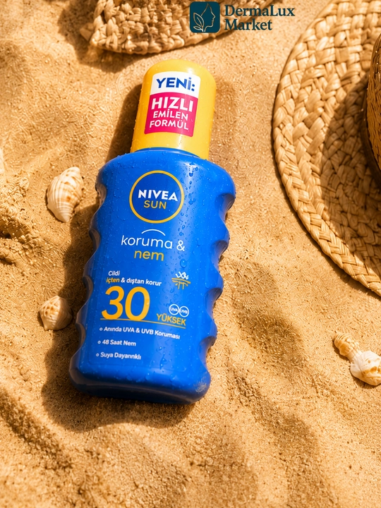 Quyoshdan Himoya Losyoni, Namlovchi, Suvga Chidamli, NIVEA SUN Protect & Moisture SPF 30