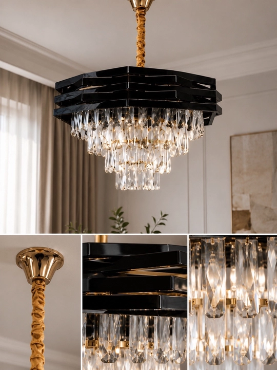 Xrustal osma lyustra E14 patronli 25m² gacha yoritish, oson ornatish, balandlikni sozlash