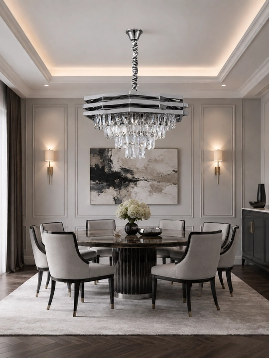 Xrustal osma lyustra E14 patronli 25m² gacha yoritish, oson ornatish, balandlikni sozlash