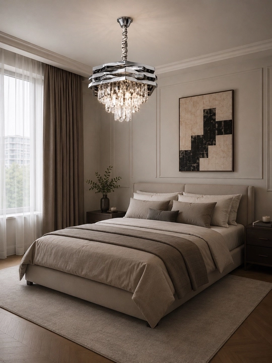 Xrustal osma lyustra E14 patronli 25m² gacha yoritish, oson ornatish, balandlikni sozlash