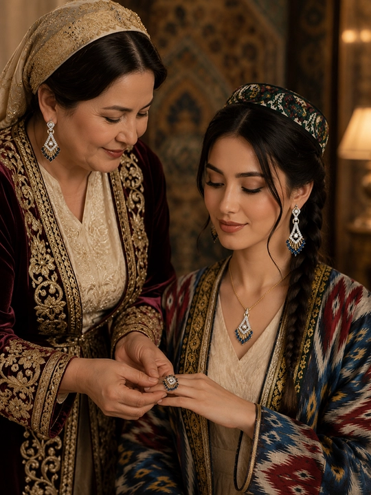 Ayollar taqinchoqlar to‘plami, sirg‘alar, uzuk, taqinchoq, toshlar bilan