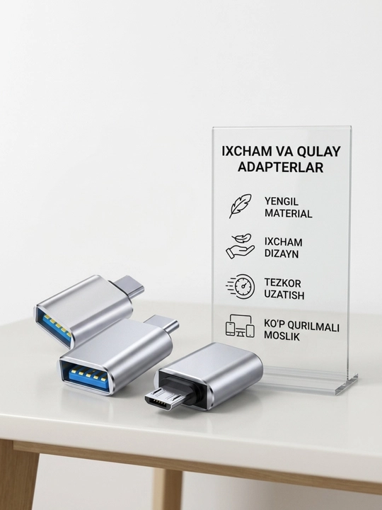 USB-C HUB, USB 3.0, USB-C, HDMI, SD va MicroSD portlari bilan ko‘p funksiyali adapter
