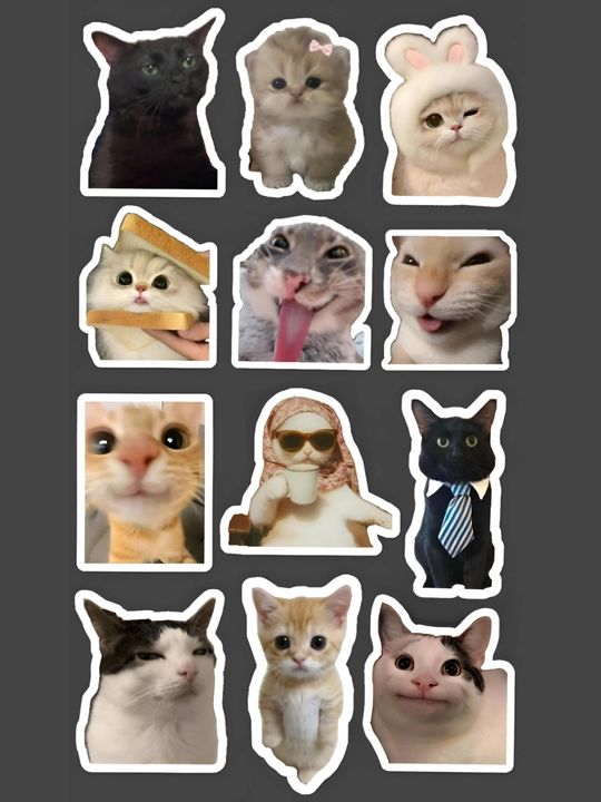 Наклейки, стикеры на чехол телефона, кошки, котята, мем - 