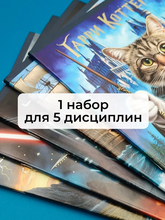 Daftarlar to‘plami A5, 48 varaq, 5 dona, katakli, maktab va talabalar uchun Rossiya