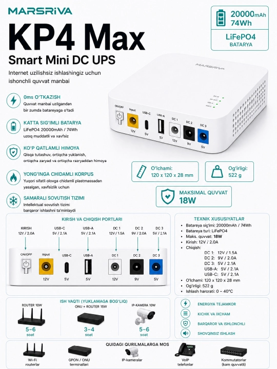 Мини ИБП MARSRIVA KP4 Max - 